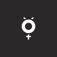 Hermaphrodite Icon. Filled Hermaphrodite Icon For Website Design And Mobile, App Development. Hermaphrodite Icon From Filled Gender Identity Collection Isolated On Black Background.