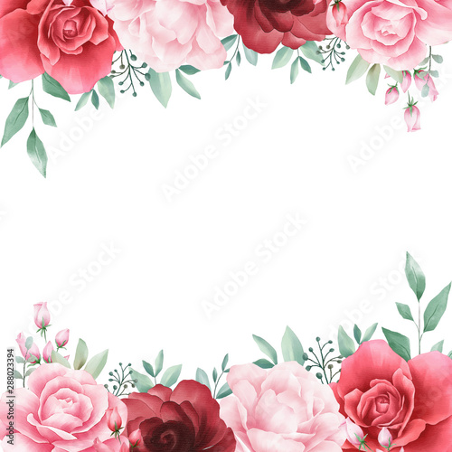 Elegant Watercolor Flowers Border For Wedding Or Greeting Card Composition Floral Illustration Of Red Roses Peonies Leaf Branches Wedding Invitation Flower Background Stock Illustration Adobe Stock Elegant Watercolor Flowers Border For Wedding Or Greeting Card Composition Floral Illustration Of Red Roses Peonies Leaf Branches Wedding Invitation Flower Background Stock Illustration Adobe Stock