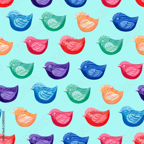 Seamless Pattern With Cute Birds Beautiful Rainbow Acrylic Drawing Abstract Birds With Different Details On Light Green Background Colorful Original Wallpaper For Your Original Design Buy This Stock Illustration And Explore Cute hand drawn rainbow in pastel colors vector. seamless pattern with cute birds
