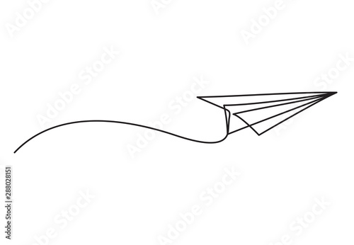 Cuadros en Lienzo Paper plane drawing vector using continuous single one line art style isolated on white background