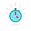 Stopwatch or timer with fast time count down icon vector, flat cartoon chronometer symbol or pictogram isolated image