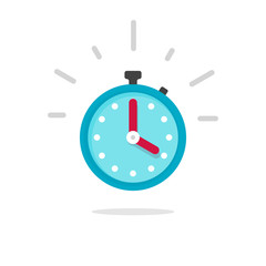 Poster - stopwatch or timer with fast time count down icon vector, flat cartoon chronometer symbol or pictogr