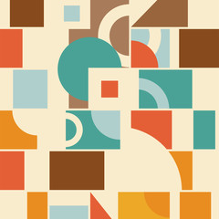Wall Mural - vector illustration. minimalistic geometric background in retro style. colored figures. squares, cir