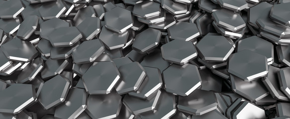 abstract geometric background made by metal hexagonal shape aluminium. texture, wallpaper and backgr