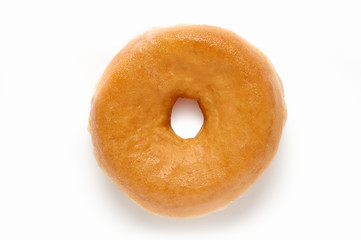 Wall Mural - top view of a doughnut with white background