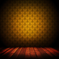Wall Mural - dark interior room with baroque wallpaper