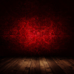 Wall Mural - dark interior room with baroque wallpaper