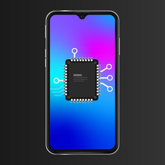 Poster - soc system on a chip smartphone cpu microprocessor. vector