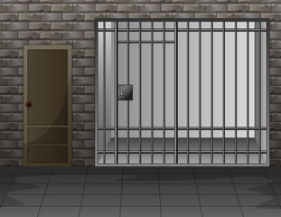 Scene with prison room interior illustration