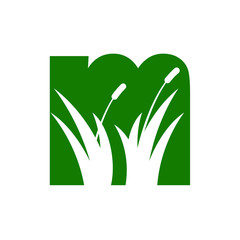 Wall Mural - letter m logo. grass leaf symbol. icon vector eps 10.