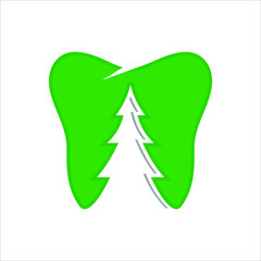 Wall Mural - tooth and pine tree logo. dental symbol. dentist icon vector eps 10.