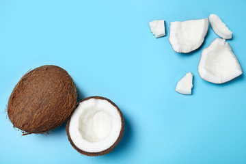 Wall Mural - coconuts on blue background