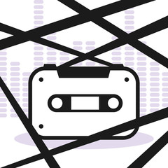 Sticker - banner with cassette tape music