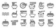 Ramen icons set. Outline set of ramen vector icons for web design isolated on white background
