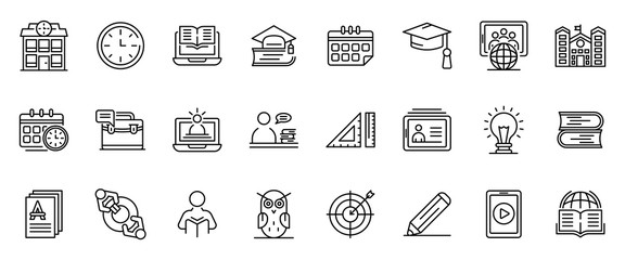 Poster - Tutor icons set. Outline set of tutor vector icons for web design isolated on white background