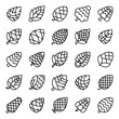 Pine cone icons set. Outline set of pine cone vector icons for web design isolated on white background