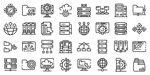 Poster - data center icons set. outline set of data center vector icons for web design isolated on white back