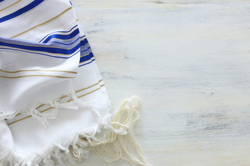 Wall Mural - religion concept of White Prayer Shawl - Tallit, jewish religious symbol