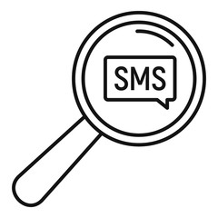 Poster - Sms magnify glass icon. Outline sms magnify glass vector icon for web design isolated on white background