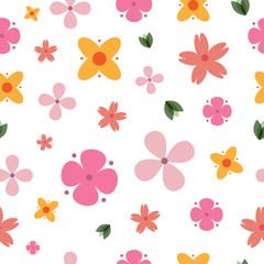  Flower seamless pattern vector design, pink of floral concept