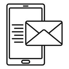 Poster - smartphone mail inbox icon. outline smartphone mail inbox vector icon for web design isolated on whi