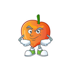 Poster - Smirking nectarine character mascot funny shape cartoon.