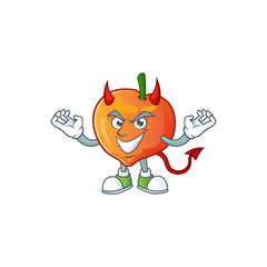 Wall Mural - Devil nectarine cartoon character on a white background