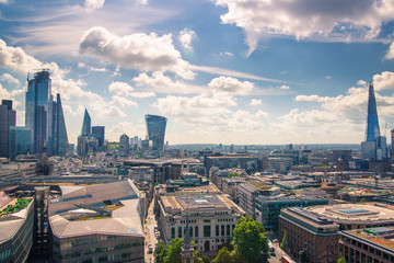 Sticker - City of London view at sunny summer day. View includes skyscrapers of the financial area. London, UK