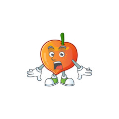 Sticker - Surprised nectarine cartoon character on a white background