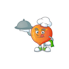 Wall Mural - Chef with food nectarine cartoon character on a white background