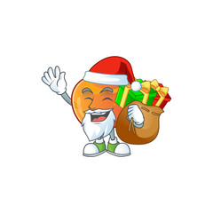 Poster - Santa with gift sweet nectarine character maskot of cartoon style