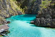 Aerial view of beautiful lagoons and limestone cliffs of Coron, Palawan, Philippines