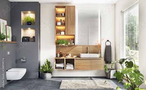 Fotomural Beautiful modern bathroom with window