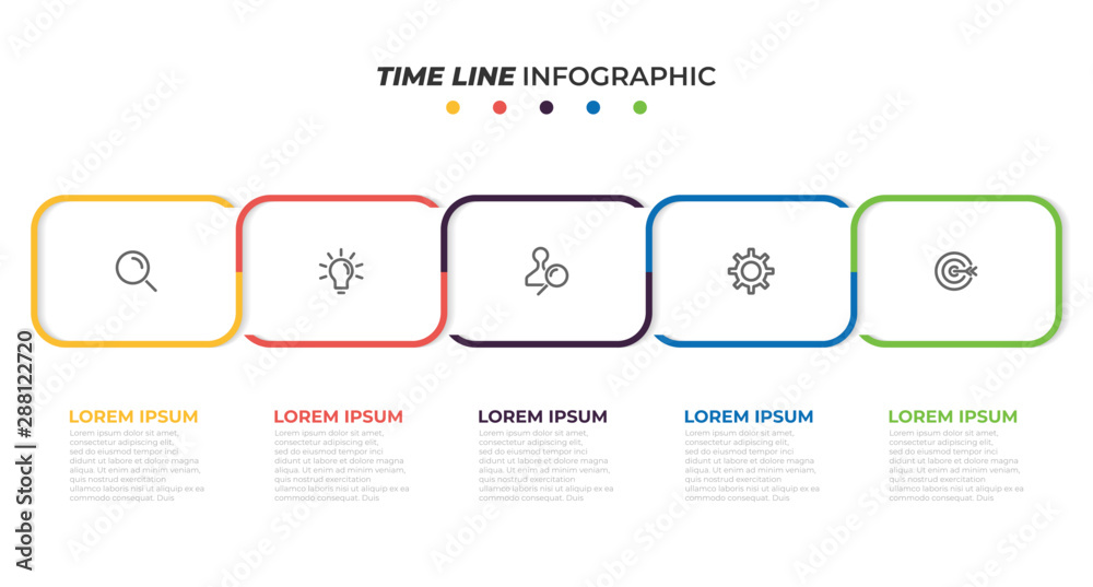Vector business infographic. Timeline with 5 steps or options and ...