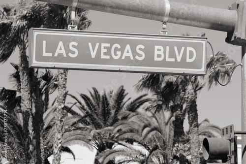Las Vegas Blvd. Black and white vintage style. Canvas Print