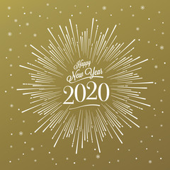 Wall Mural - Happy New Year Starburst Gold Vector illustration.