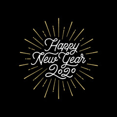 Wall Mural - Happy New Year. Holiday 2020 Gold Black Vector