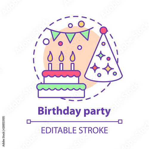 Birthday Party Concept Icon B Day Holiday Celebration Idea Thin