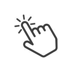 Fototapete - Click here the button. Hand sign with touching a buttons or pointing finger. Hands cursor icon. Vector illustration in flat style. EPS 10.