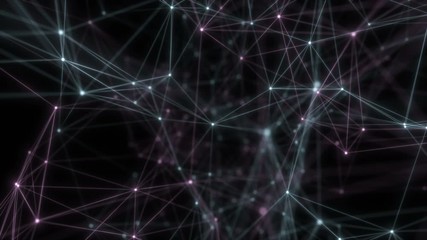 Poster - Color plexus fantasy lines, dots and particles in organic motion. Scientific background and abstract technology.