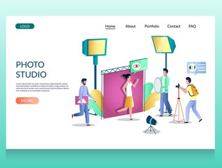 Wall Mural - photo studio vector website landing page design template