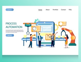 Wall Mural - process automation vector website landing page design template