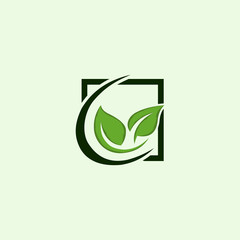 Wall Mural - Leaf Plant Naturally Simple Icon Logo Element Design Template	