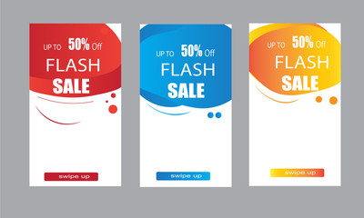 Wall Mural - set of flash sale banners with dynamic modern liquid mobile concept. special offer and sale banner d