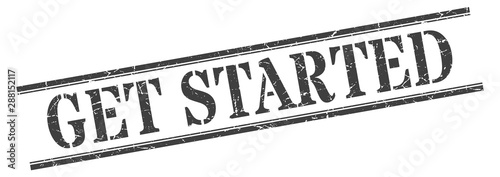 Fotografía get started stamp. get started square grunge sign. get started