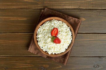 Wall Mural - Curd cheese, cottage cheese and strawberry