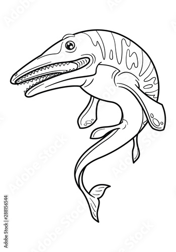 Fotografía Cute cartoon dinosaur mosasaurus character