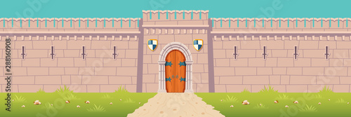 Fotografía Road to medieval city or town fortress, kings castle, fairytale citadel, fantasy