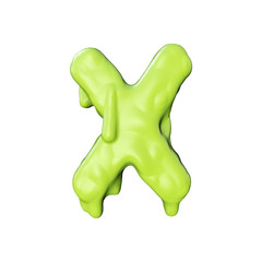 Wall Mural - Letter X green slime oozing halloween font. 3D Rendering