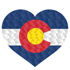 Wall Mural - Polygonal flag of Colorado heart shaped. Low poly style vector illustration eps